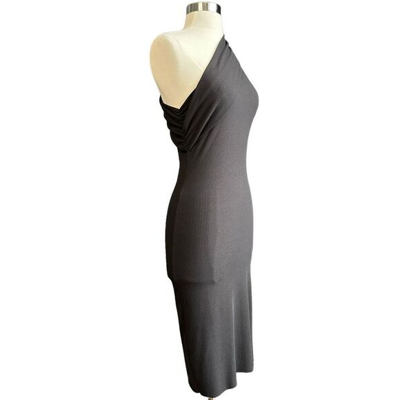 NWT House Of Harlow 1960 Ribbed Knit One Shoulder Bodycon Dress Black S - Picture 4 of 8